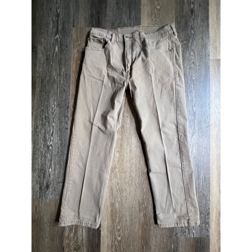 Levi's 505 Regular Fit Jeans Mens 36x29 Tan Khaki Good Paint Splatter Straight